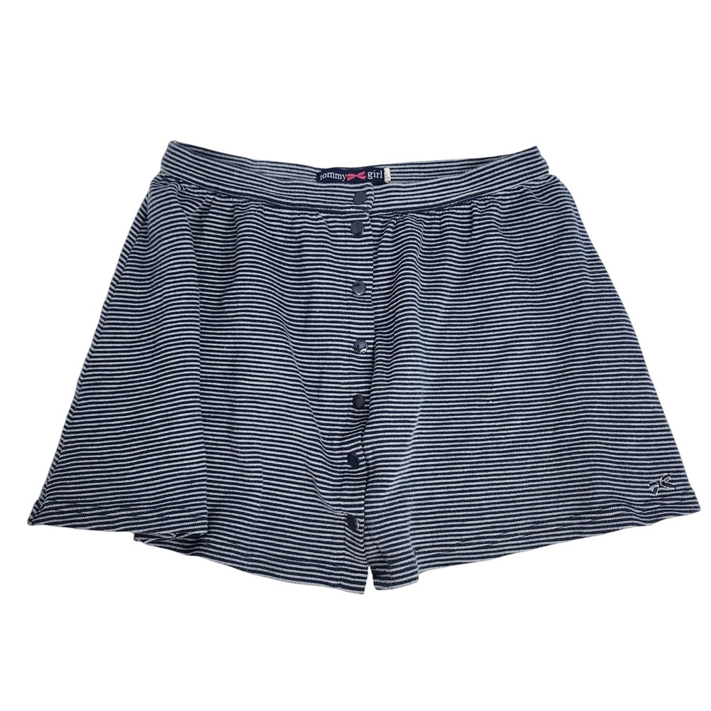 Tommy Girl Skirt Girls Medium Blue Striped Button Front Skater Skirt